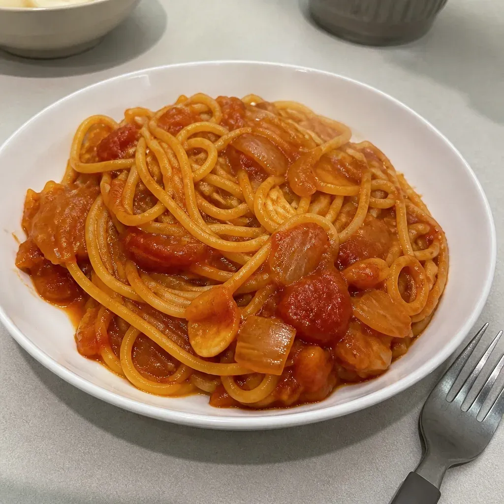10분 치킨스테이크 토마토 파스타