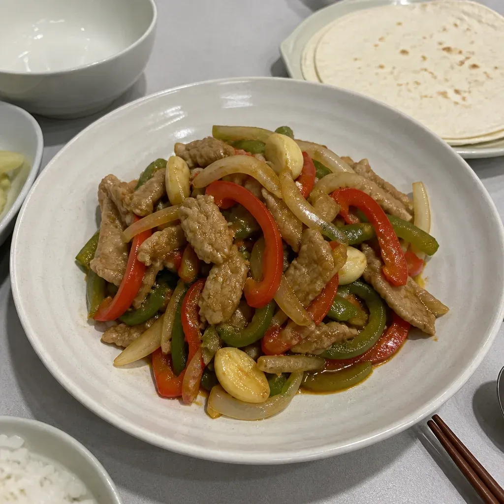 일상의 중화풍 돼지고기 야채볶음