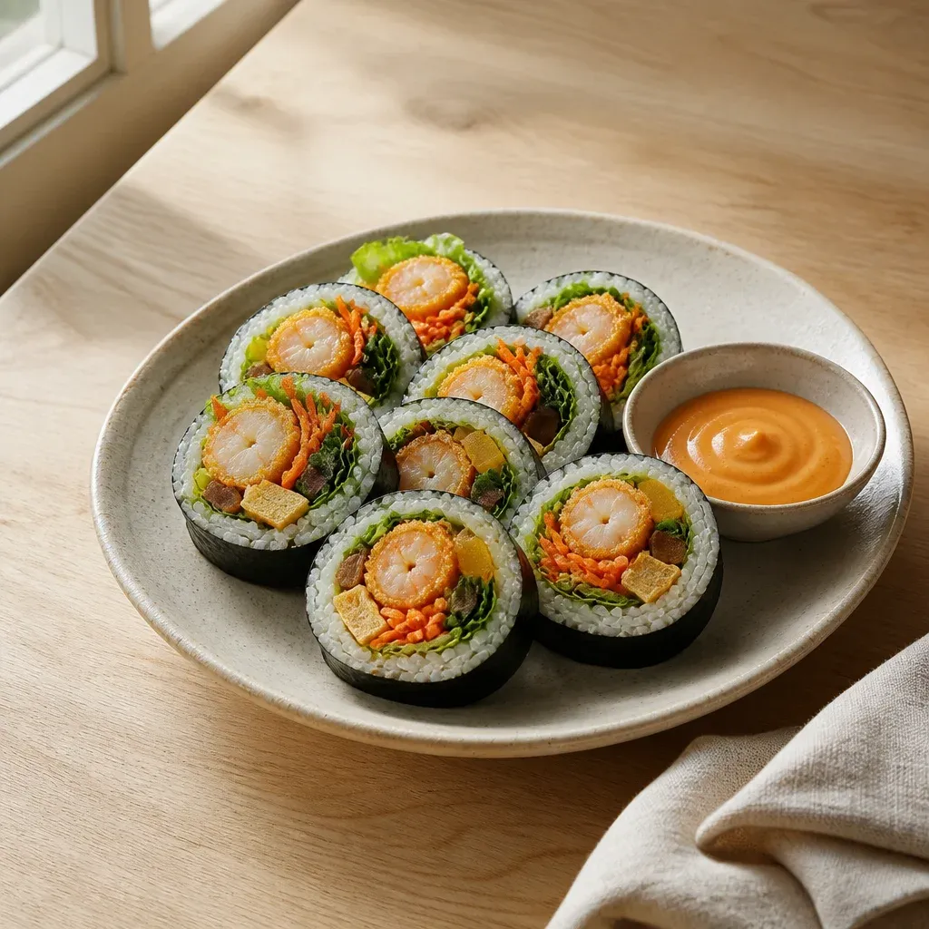파프리카와 깻잎을 넣은 야채김밥