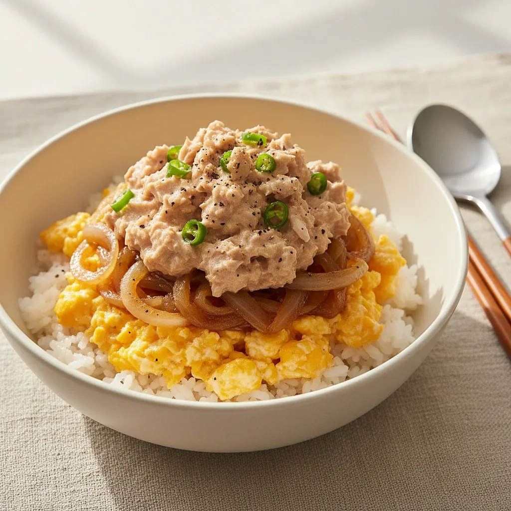 톡톡 옥수수 참치 마요 덮밥