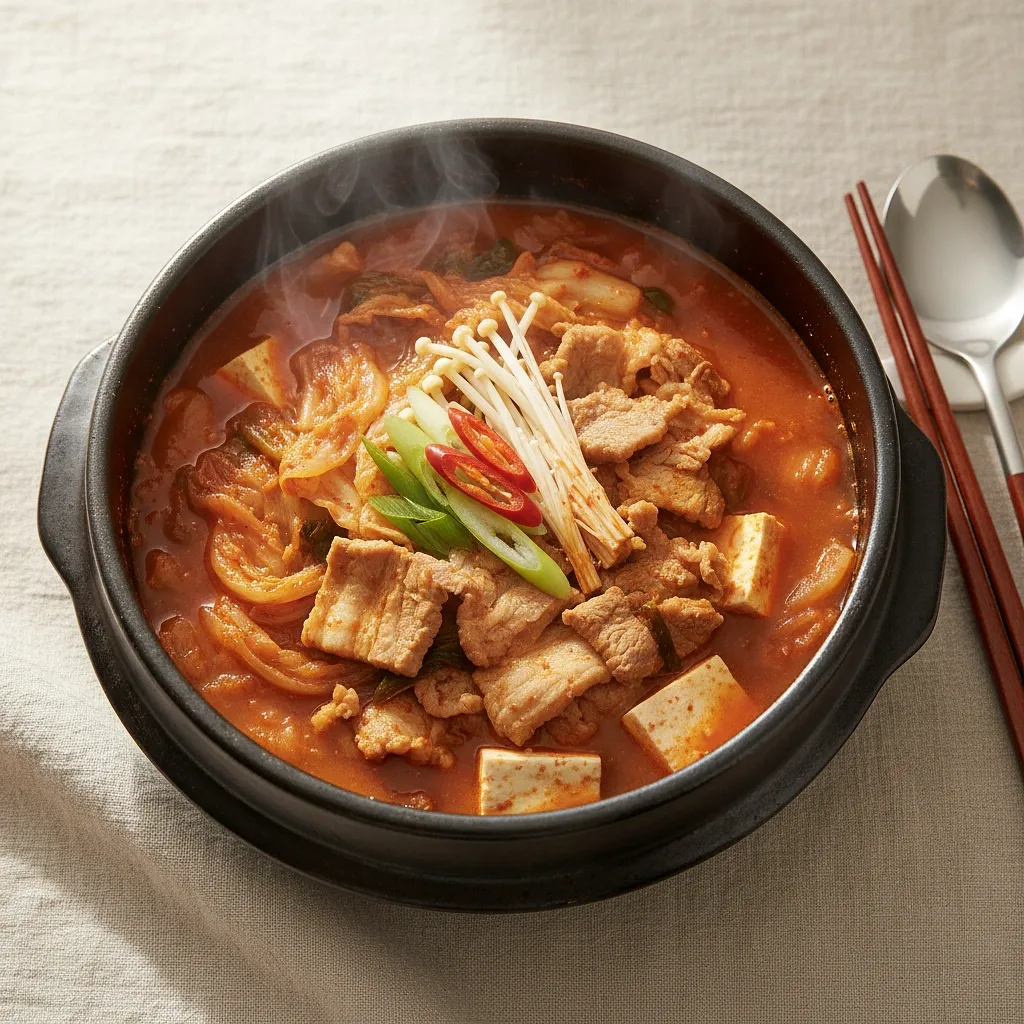 초간단 돼지고기김치찌개 : 신김치와 3가지 양념만 있으면 뚝딱
